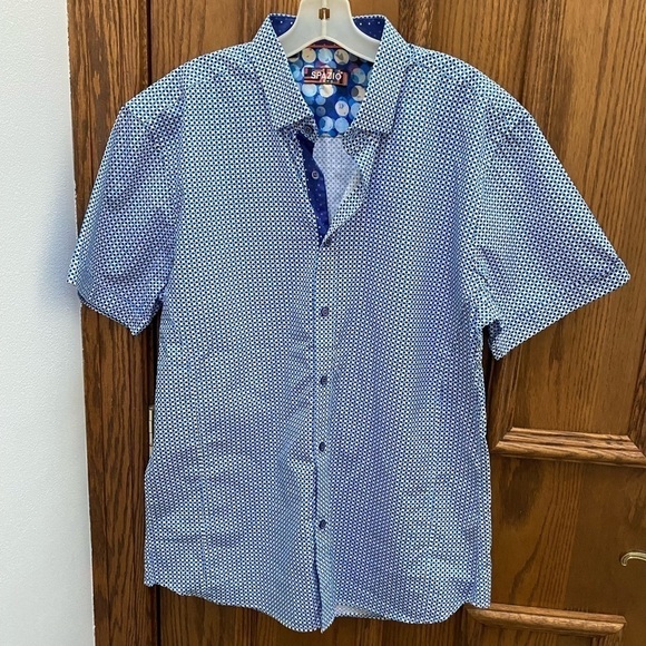 Spazio Slim Fit Short Sleeve Button Down Shirt L - Picture 1 of 6